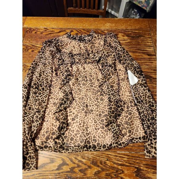 NWT Rachel Parcell beige bisque leopard  top sz Small - Picture 2 of 6